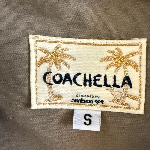 Coachella Army Green Heavy Weight Button Up Graphic Palm Trees Jacket size Small - Picture 2 of 12